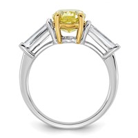 Emma Grace 14K Two-Tone 4.50 Carat Certified Lab Grown Diamond VS+ Oval Vivid Yellow & VS+ F+ Baguette Complete Ring view 2