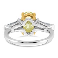 Emma Grace 14K Two-Tone 4.50 Carat Certified Lab Grown Diamond VS+ Oval Vivid Yellow & VS+ F+ Baguette Complete Ring view 5