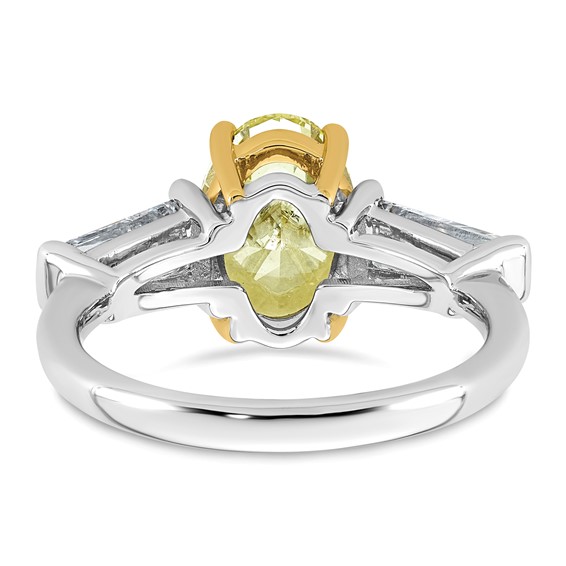 Emma Grace 14K Two-Tone 4 1/2 carat Certified Lab Grown Diamond VS+ Oval Vivid Yellow & VS+ F+ Baguette Complete Ring