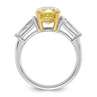 Emma Grace 14K Two-Tone 4.62 Carat Certified Lab Grown Diamond VS+ Oval Vivid Yellow & VS+ F+ Baguette Complete Ring view 2