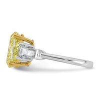 Emma Grace 14K Two-Tone 4.62 Carat Certified Lab Grown Diamond VS+ Oval Vivid Yellow & VS+ F+ Baguette Complete Ring view 3
