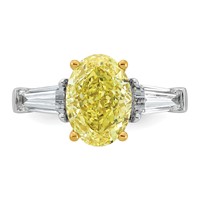 Emma Grace 14K Two-Tone 4.62 Carat Certified Lab Grown Diamond VS+ Oval Vivid Yellow & VS+ F+ Baguette Complete Ring view 4