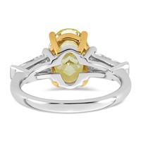 Emma Grace 14K Two-Tone 4.62 Carat Certified Lab Grown Diamond VS+ Oval Vivid Yellow & VS+ F+ Baguette Complete Ring view 5