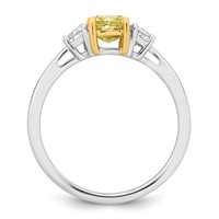 Emma Grace 14K Two-Tone 1.50 Carat Certified Lab Grown Diamond VS+ Radiant Vivid Yellow & VS+ F+ Half Moon Complete Ring view 2