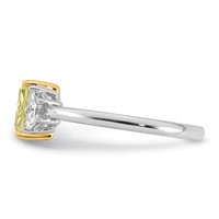 Emma Grace 14K Two-Tone 1.50 Carat Certified Lab Grown Diamond VS+ Radiant Vivid Yellow & VS+ F+ Half Moon Complete Ring view 3