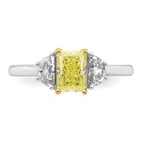 Emma Grace 14K Two-Tone 1.50 Carat Certified Lab Grown Diamond VS+ Radiant Vivid Yellow & VS+ F+ Half Moon Complete Ring view 4