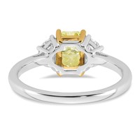Emma Grace 14K Two-Tone 1.50 Carat Certified Lab Grown Diamond VS+ Radiant Vivid Yellow & VS+ F+ Half Moon Complete Ring view 5