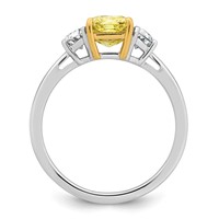 Emma Grace 14K Two-Tone 2 Carat Certified Lab Grown Diamond VS+ Radiant Vivid Yellow & VS+ F+ Half Moon Complete Ring view 2