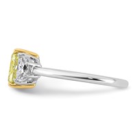 Emma Grace 14K Two-Tone 2 Carat Certified Lab Grown Diamond VS+ Radiant Vivid Yellow & VS+ F+ Half Moon Complete Ring view 3