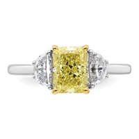Emma Grace 14K Two-Tone 2 Carat Certified Lab Grown Diamond VS+ Radiant Vivid Yellow & VS+ F+ Half Moon Complete Ring view 4