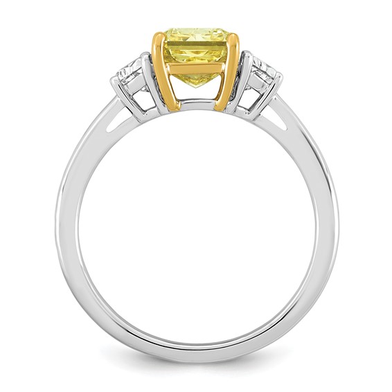 Emma Grace 14K Two-Tone 2 5/8 carat Certified Lab Grown Diamond VS+ Radiant Vivid Yellow & VS+ F+ Half Moon Complete Ring