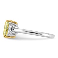 Emma Grace 14K Two-Tone 2.75 Carat Certified Lab Grown Diamond VS+ Radiant Vivid Yellow & VS+ F+ Half Moon Complete Ring view 3