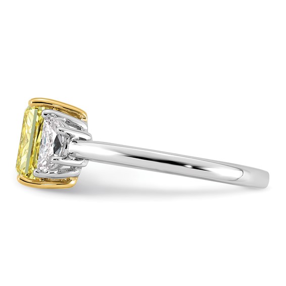 Emma Grace 14K Two-Tone 2 5/8 carat Certified Lab Grown Diamond VS+ Radiant Vivid Yellow & VS+ F+ Half Moon Complete Ring