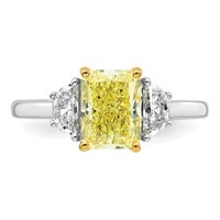 Emma Grace 14K Two-Tone 2.75 Carat Certified Lab Grown Diamond VS+ Radiant Vivid Yellow & VS+ F+ Half Moon Complete Ring view 4