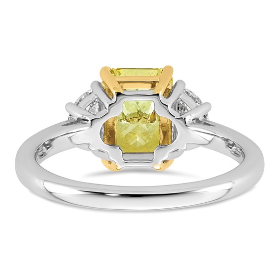 Emma Grace 14K Two-Tone 2 5/8 carat Certified Lab Grown Diamond VS+ Radiant Vivid Yellow & VS+ F+ Half Moon Complete Ring