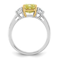 Emma Grace 14K Two-Tone 3.33 Carat Certified Lab Grown Diamond VS+ Radiant Vivid Yellow & VS+ F+ Half Moon Complete Ring view 2