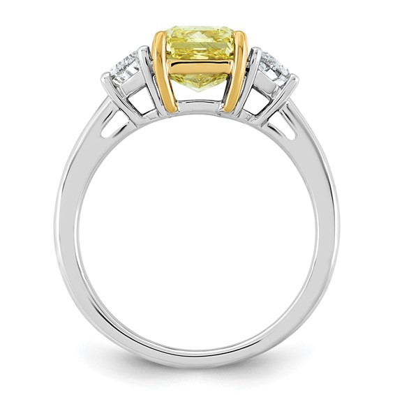Emma Grace 14K Two-Tone 3 1/4 carat Certified Lab Grown Diamond VS+ Radiant Vivid Yellow & VS+ F+ Half Moon Complete Ring