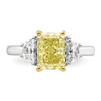 Emma Grace 14K Two-Tone 3.33 Carat Certified Lab Grown Diamond VS+ Radiant Vivid Yellow & VS+ F+ Half Moon Complete Ring view 4