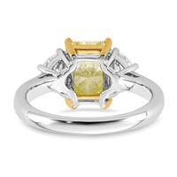 Emma Grace 14K Two-Tone 3.33 Carat Certified Lab Grown Diamond VS+ Radiant Vivid Yellow & VS+ F+ Half Moon Complete Ring view 5