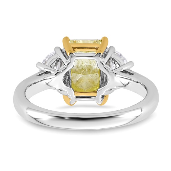Emma Grace 14K Two-Tone 3 1/4 carat Certified Lab Grown Diamond VS+ Radiant Vivid Yellow & VS+ F+ Half Moon Complete Ring