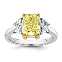 Emma Grace 14K Two-Tone 3.33 Carat Certified Lab Grown Diamond VS+ Radiant Vivid Yellow & VS+ F+ Half Moon Complete Ring view 1