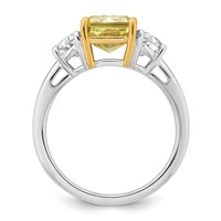 Emma Grace 14K Two-Tone 4 Carat Certified Lab Grown Diamond VS+ Radiant Vivid Yellow & VS+ F+ Half Moon Complete Ring view 2