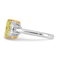 Emma Grace 14K Two-Tone 4 Carat Certified Lab Grown Diamond VS+ Radiant Vivid Yellow & VS+ F+ Half Moon Complete Ring view 3