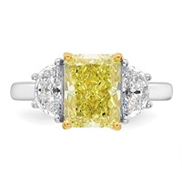 Emma Grace 14K Two-Tone 4 Carat Certified Lab Grown Diamond VS+ Radiant Vivid Yellow & VS+ F+ Half Moon Complete Ring view 4