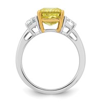 Emma Grace 14K Two-Tone 4.50 Carat Certified Lab Grown Diamond VS+ Radiant Vivid Yellow & VS+ F+ Half Moon Complete Ring view 2