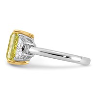 Emma Grace 14K Two-Tone 4.50 Carat Certified Lab Grown Diamond VS+ Radiant Vivid Yellow & VS+ F+ Half Moon Complete Ring view 3