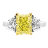Emma Grace 14K Two-Tone 4.50 Carat Certified Lab Grown Diamond VS+ Radiant Vivid Yellow & VS+ F+ Half Moon Complete Ring view 4