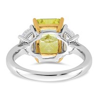 Emma Grace 14K Two-Tone 4.50 Carat Certified Lab Grown Diamond VS+ Radiant Vivid Yellow & VS+ F+ Half Moon Complete Ring view 5