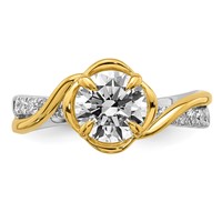 14ktt Certified Round Center Lab Grown Diamond VS+ F+ Ring view 4