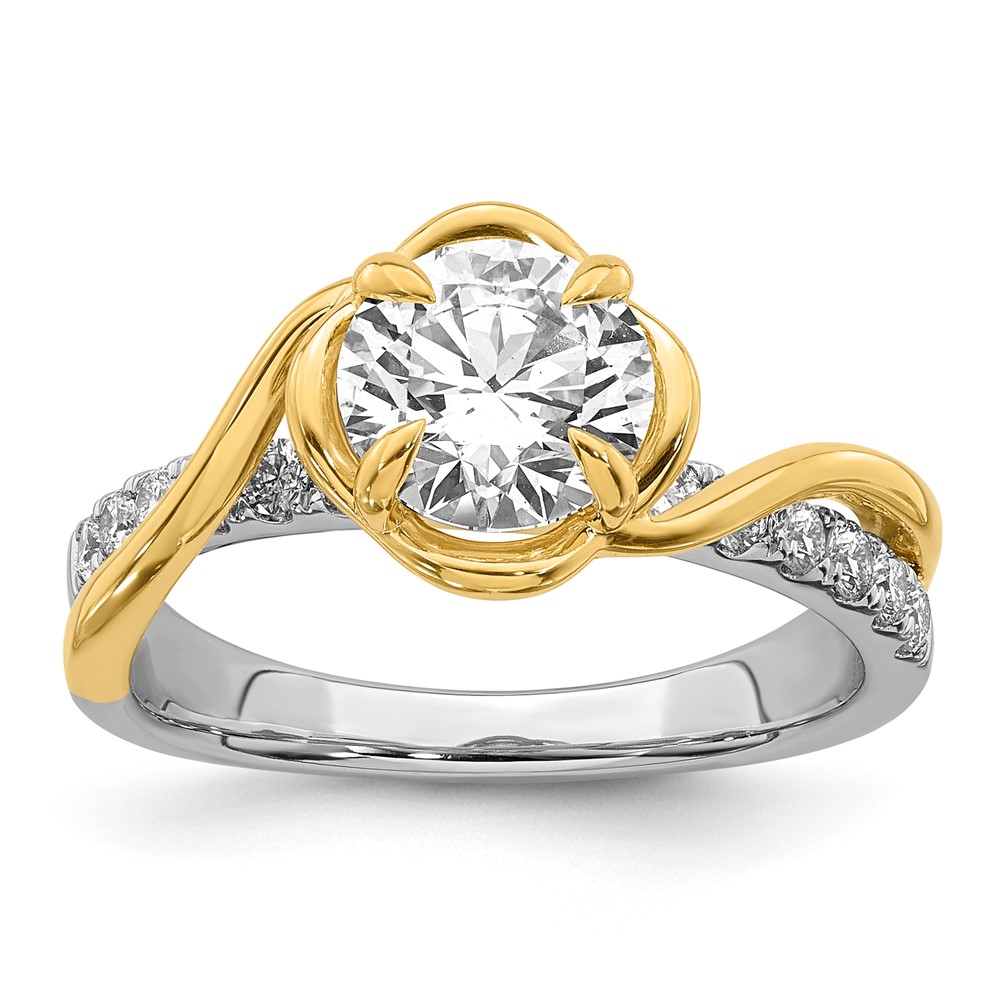 14ktt Certified Round Center Lab Grown Diamond VS+ F+ Ring
