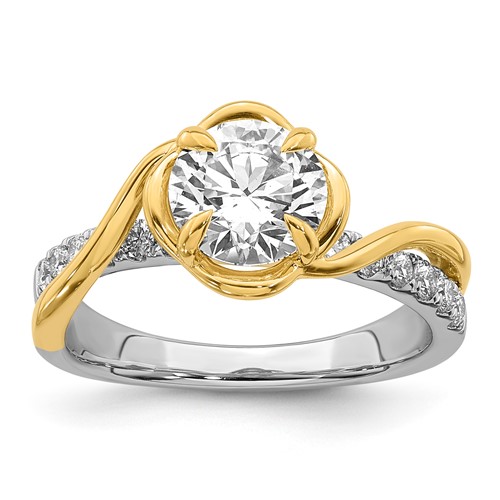 14ktt Certified Round Center Lab Grown Diamond VS+ F+ Ring