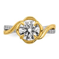 14ktt Certified Round Center Lab Grown Diamond VS+ F+ Ring view 4