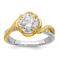 14ktt Certified Round Center Lab Grown Diamond VS+ F+ Ring view 1