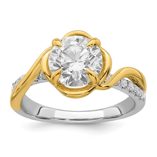 14ktt Certified Round Center Lab Grown Diamond VS+ F+ Ring