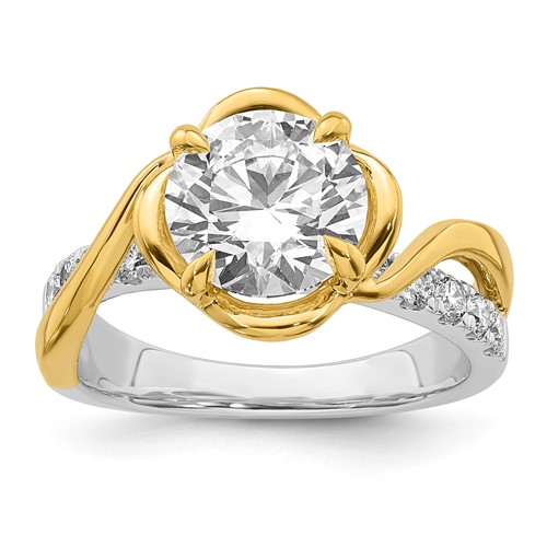 14ktt Certified Round Center Lab Grown Diamond VS+ F+ Ring