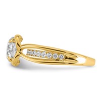 14K Yellow Gold Certified Round Center Lab Grown Diamond VS+ F+ Ring view 3
