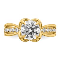 14K Yellow Gold Certified Round Center Lab Grown Diamond VS+ F+ Ring view 4