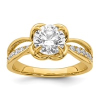 14K Yellow Gold Certified Round Center Lab Grown Diamond VS+ F+ Ring view 1