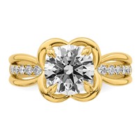 14K Yellow Gold Certified Round Center Lab Grown Diamond VS+ F+ Ring view 4