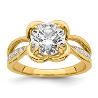 14K Yellow Gold Certified Round Center Lab Grown Diamond VS+ F+ Ring view 1
