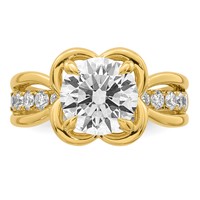 14K Yellow Gold Certified Round Center Lab Grown Diamond VS+ F+ Ring view 4