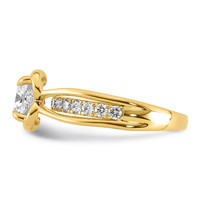 14K Yellow Gold Certified Cushion Center Lab Grown Diamond VS+ F+ Ring view 3