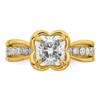 14K Yellow Gold Certified Cushion Center Lab Grown Diamond VS+ F+ Ring view 4