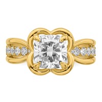 14K Yellow Gold Certified Cushion Center Lab Grown Diamond VS+ F+ Ring view 4