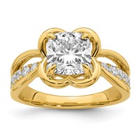 14K Yellow Gold Certified Cushion Center Lab Grown Diamond VS+ F+ Ring view 1