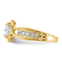 14K Yellow Gold Certified Cushion Center Lab Grown Diamond VS+ F+ Ring view 3